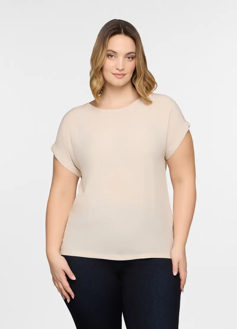 T-shirt Girocollo Donna Curvy, Bianco avorio