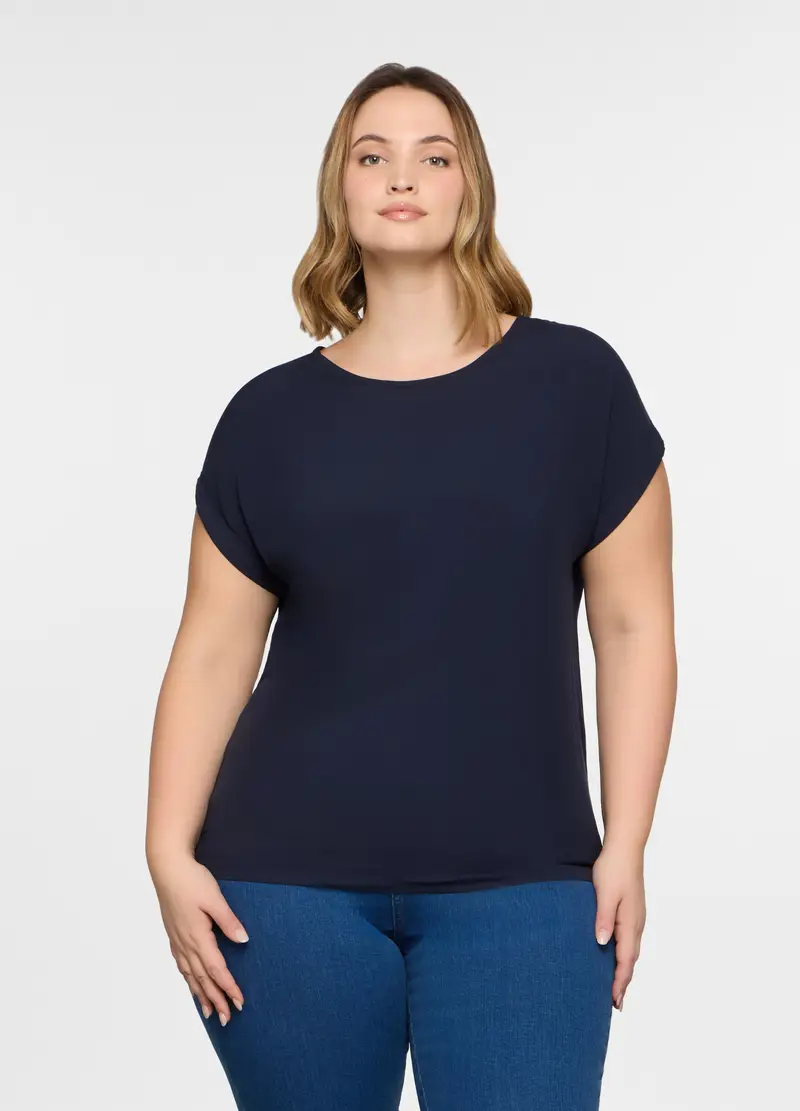 T-shirt Girocollo Donna Curvy, Blu scuro