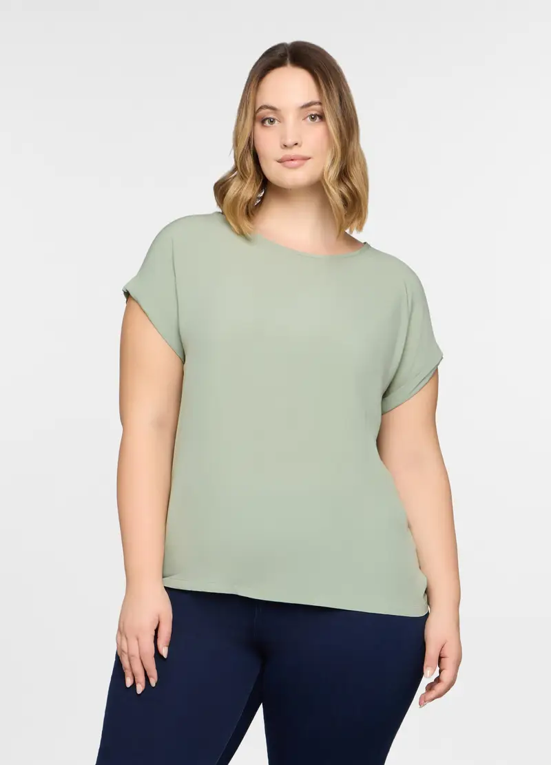 T-shirt Girocollo Donna Curvy, Verde chiaro
