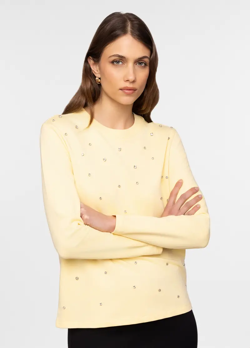 T-shirt Girocollo Donna, Giallo champagne