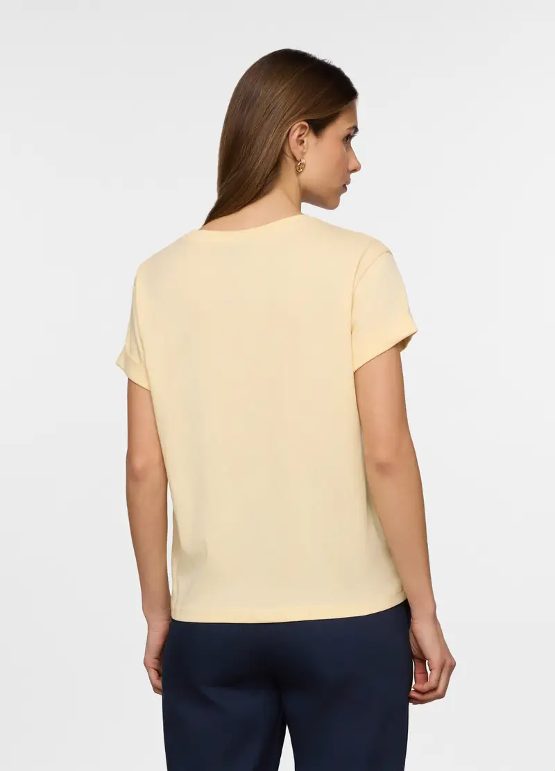 T-shirt Girocollo Donna, Giallo champagne miniatura 2