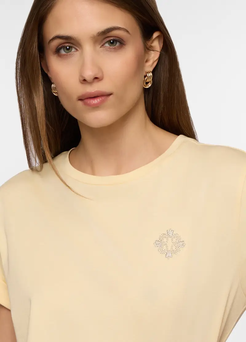 T-shirt Girocollo Donna, Giallo champagne miniatura 3