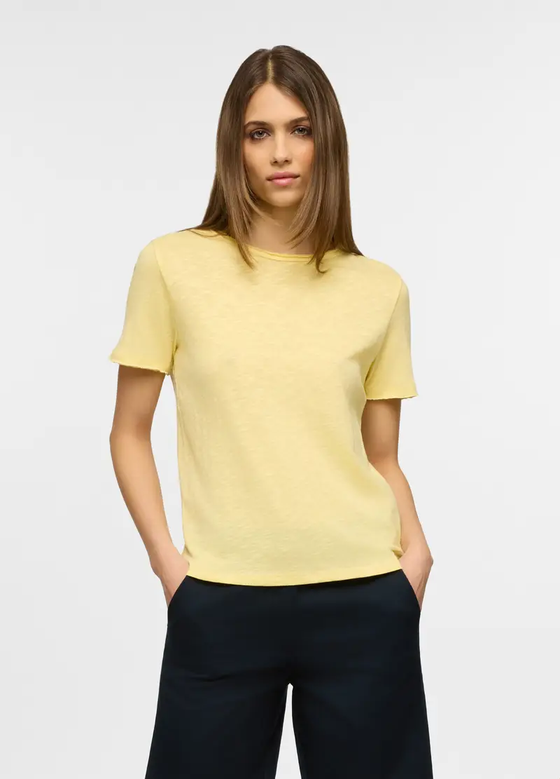 T-shirt Girocollo Donna, Giallo limone