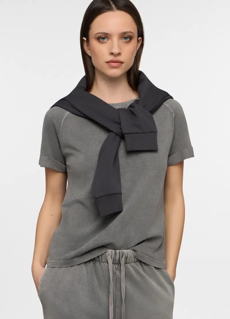 T-shirt Girocollo Donna, Grigio chiaro