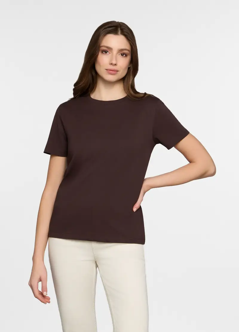 T-shirt Girocollo Donna, Marrone