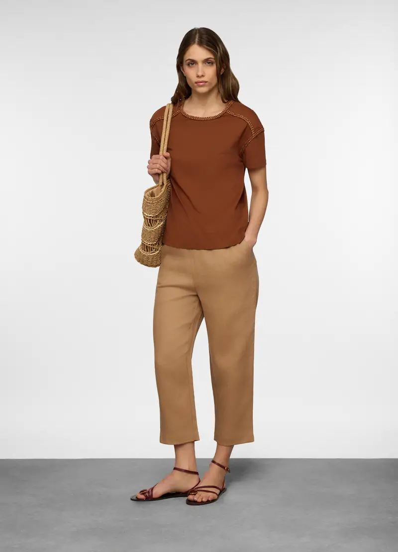 T-shirt Girocollo Donna, Marrone cioccolato