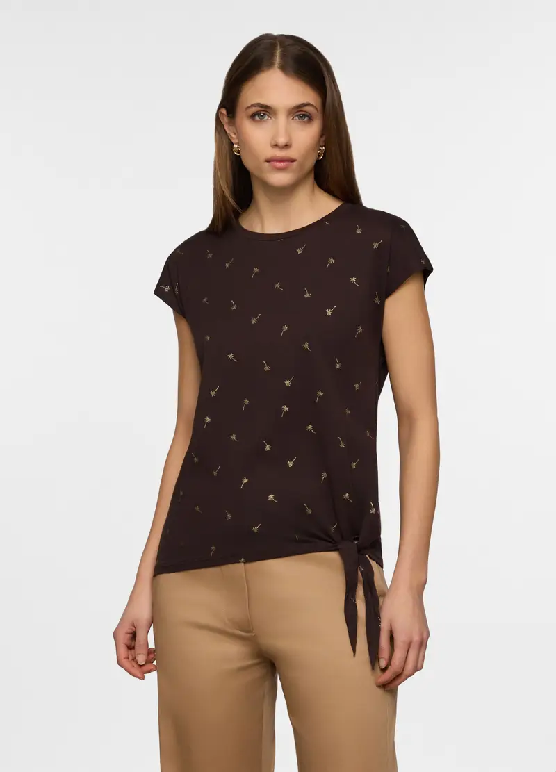 T-shirt Girocollo Donna, Marrone cioccolato