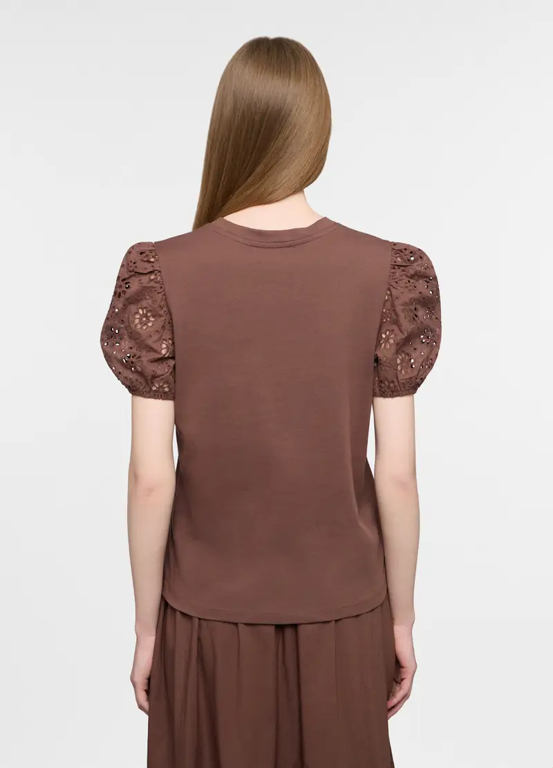 T-shirt Girocollo Donna, Marrone cioccolato miniatura 2