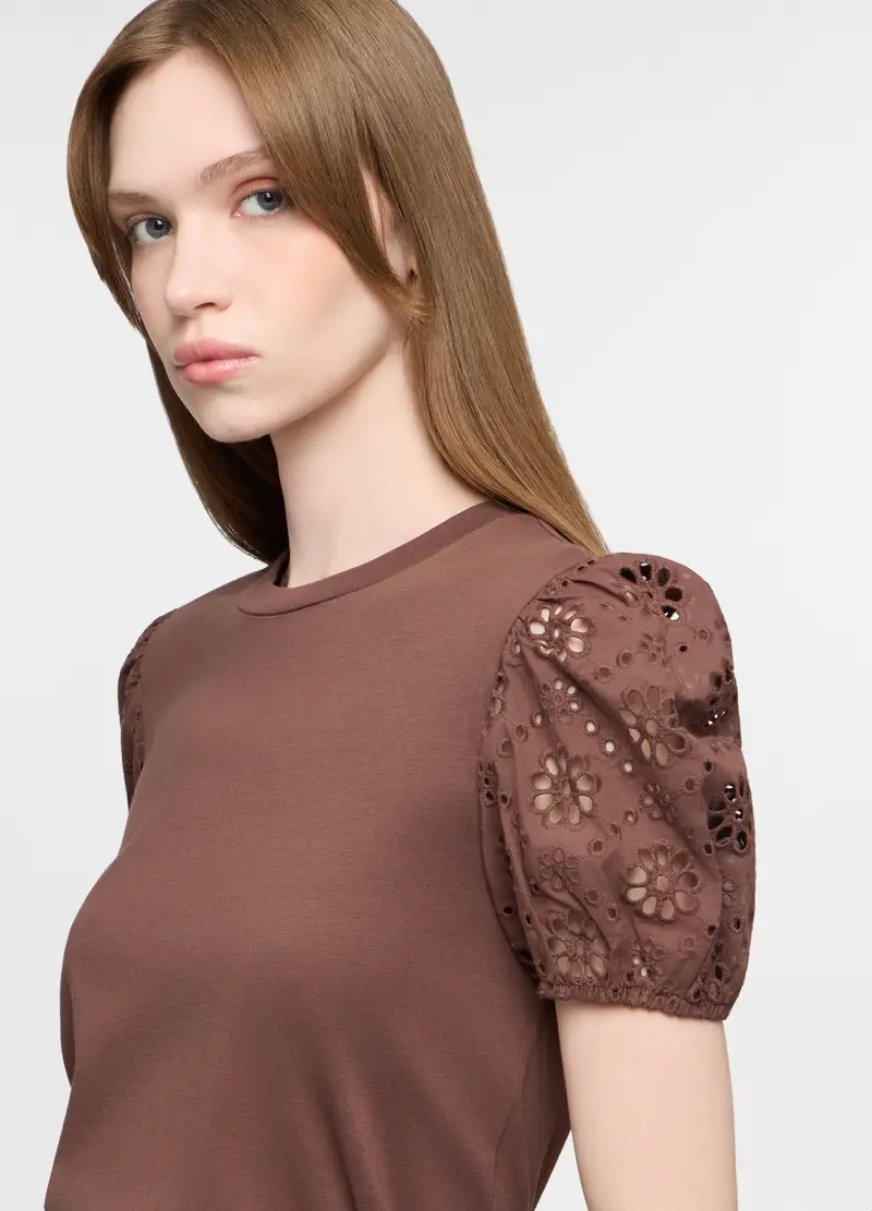 T-shirt Girocollo Donna, Marrone cioccolato miniatura 3