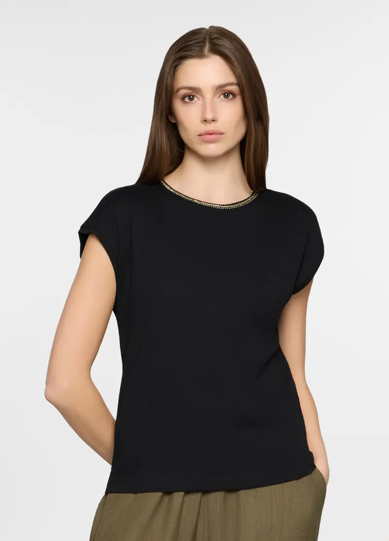 T-shirt Girocollo Donna, Nero