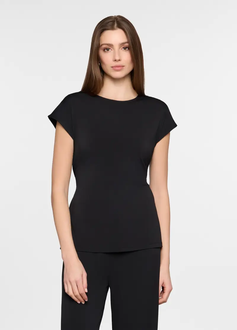 T-shirt Girocollo Donna, Nero
