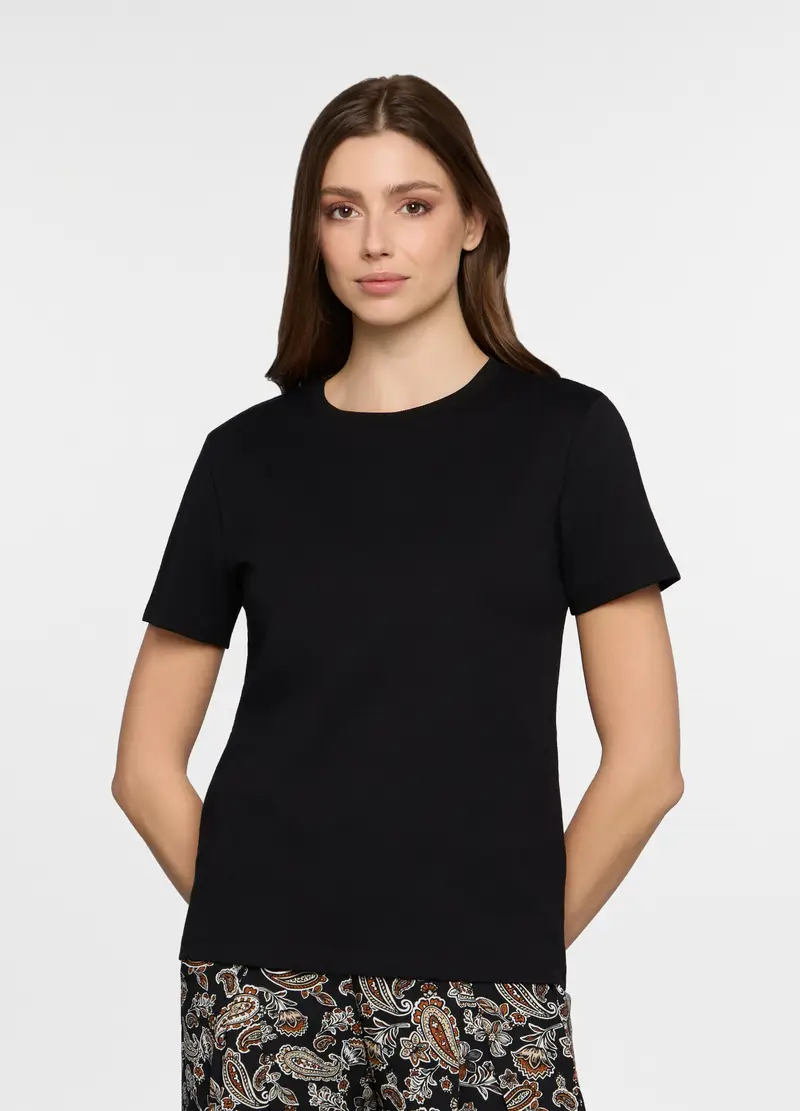 T-shirt Girocollo Donna, Nero