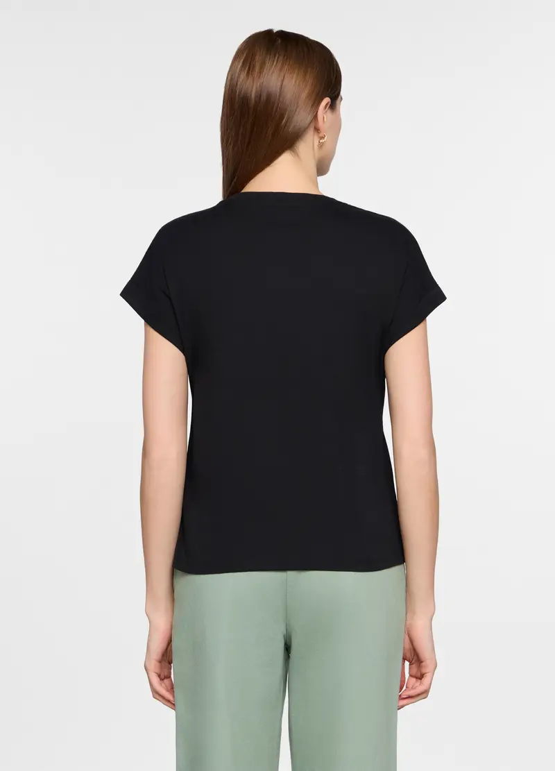 T-shirt Girocollo Donna, Nero miniatura 2