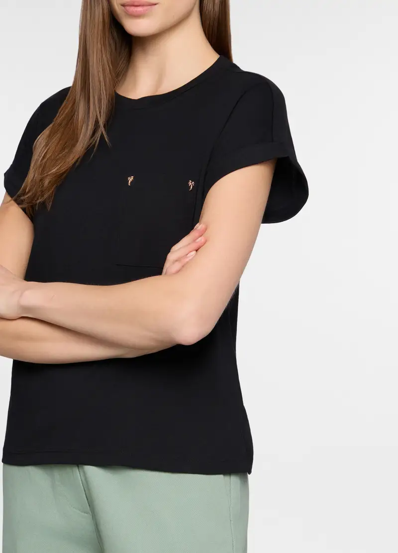 T-shirt Girocollo Donna, Nero miniatura 3