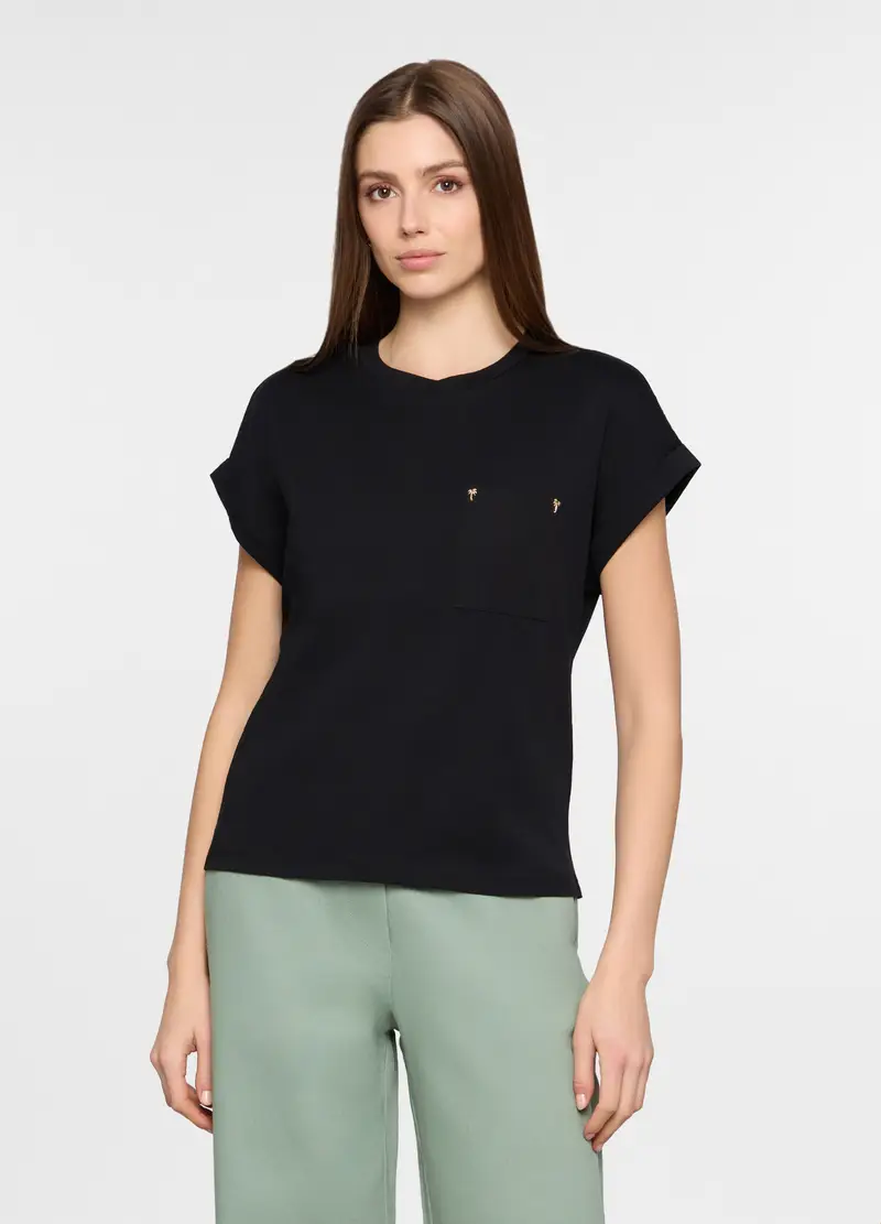T-shirt Girocollo Donna, Nero