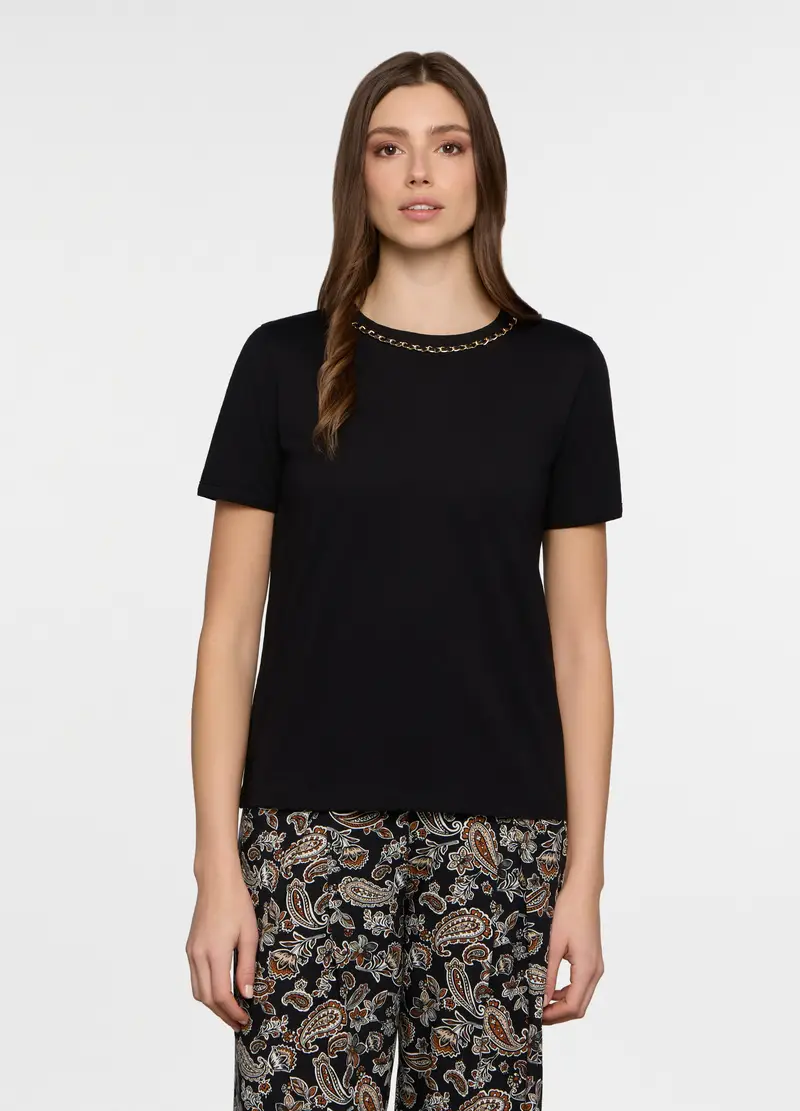 T-shirt Girocollo Donna, Nero