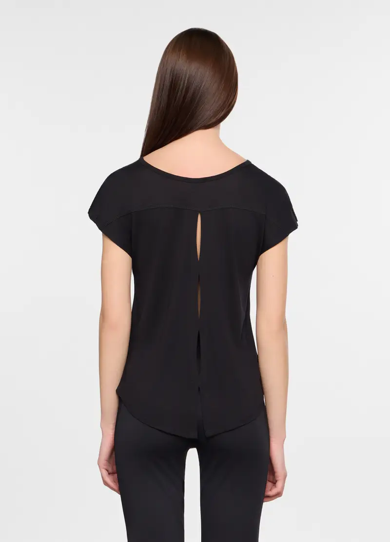 T-shirt Girocollo Donna, Nero miniatura 2