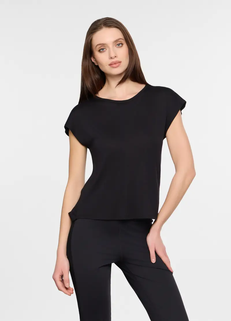 T-shirt Girocollo Donna, Nero
