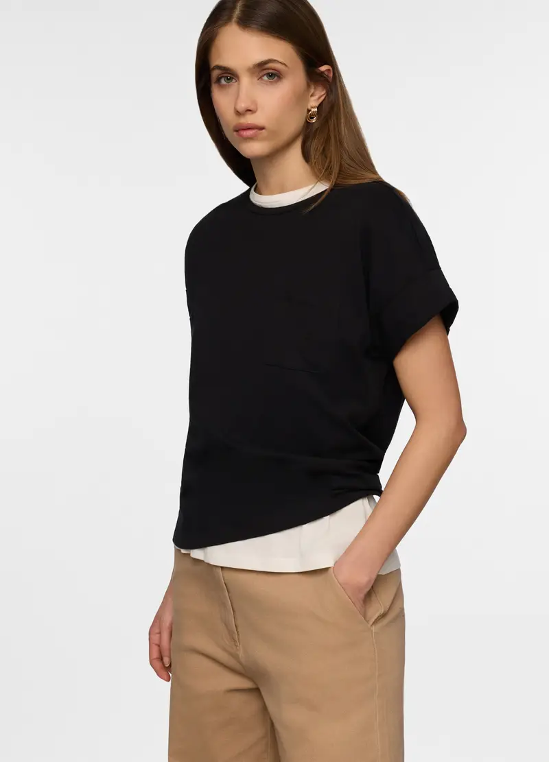 T-shirt Girocollo Donna, Nero