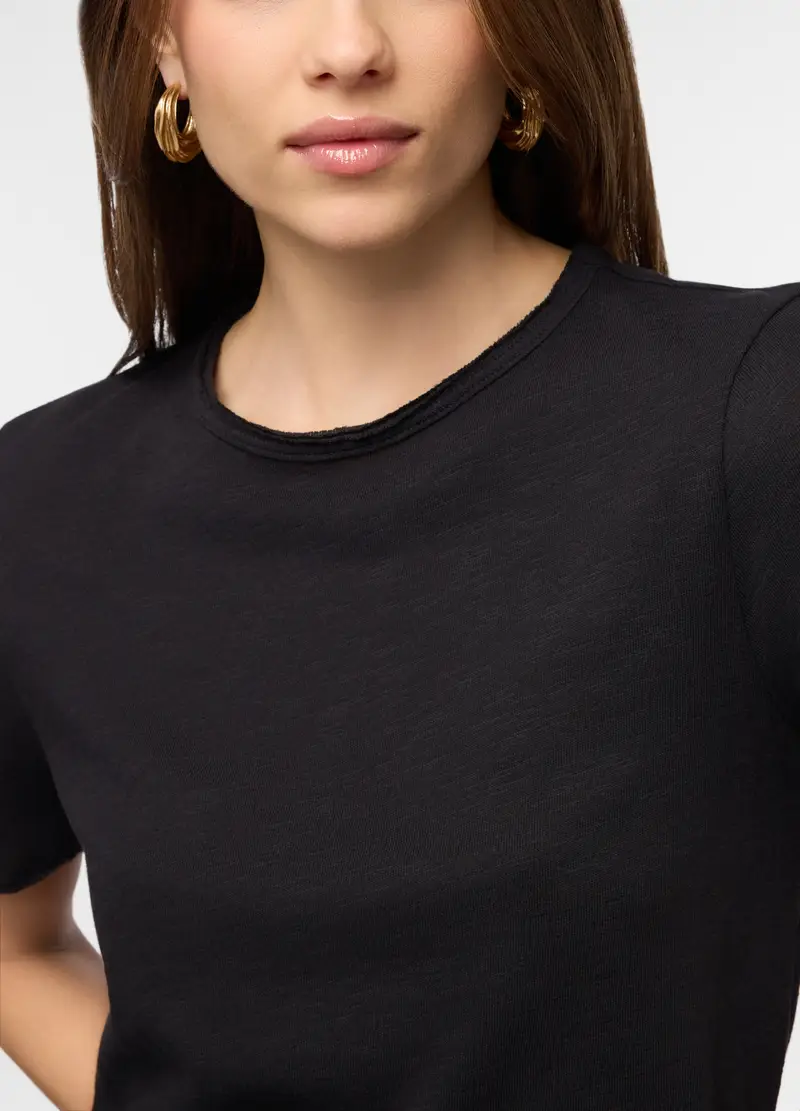 T-shirt Girocollo Donna, Nero miniatura 3