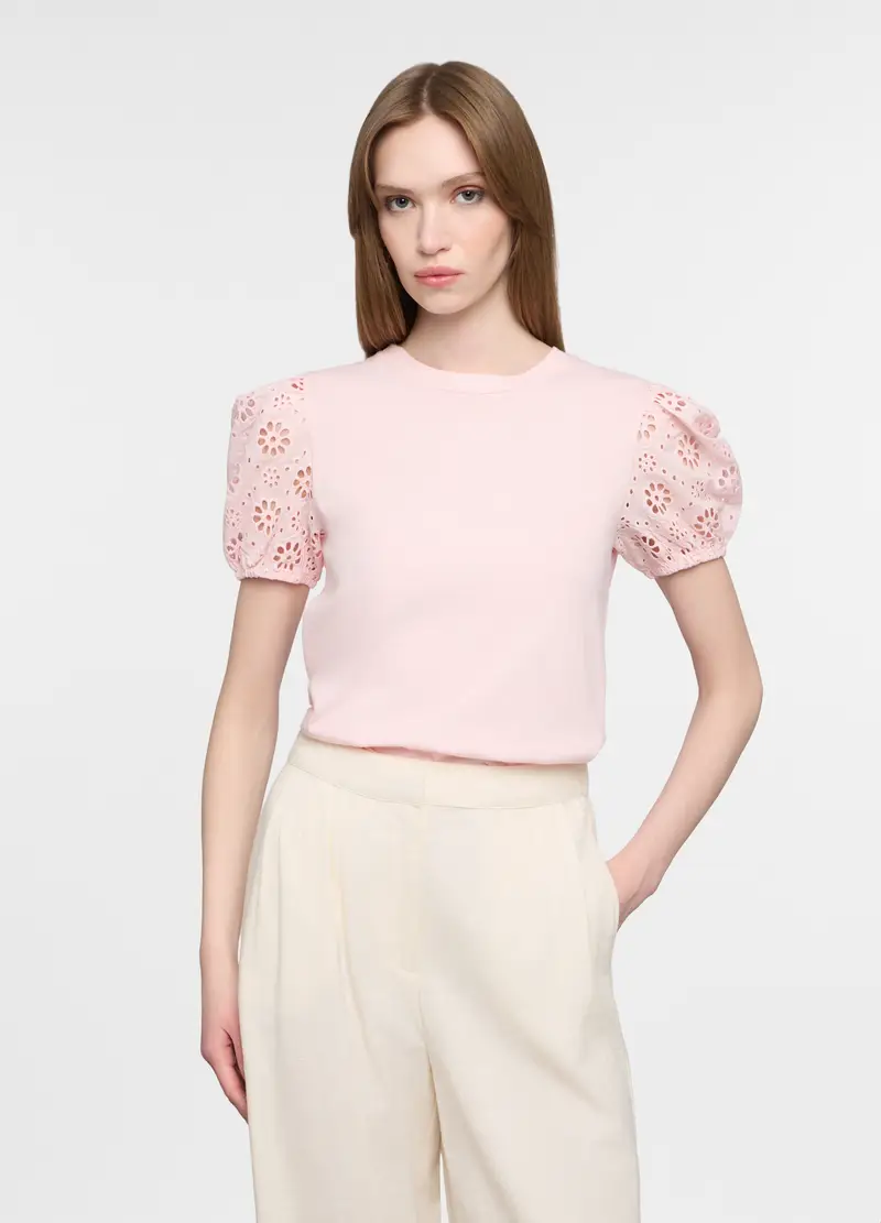 T-shirt Girocollo Donna, Rosa chiaro