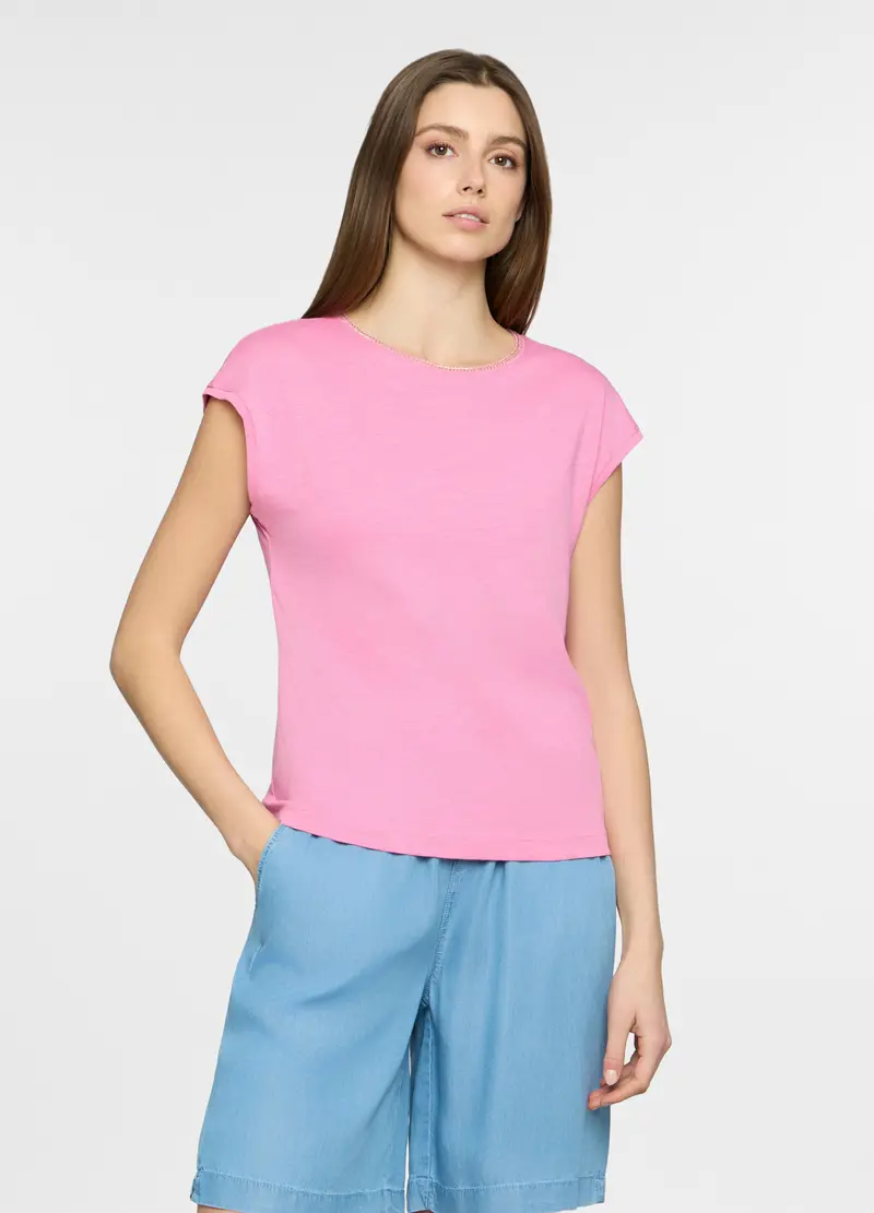 T-shirt Girocollo Donna, Rosa pastello