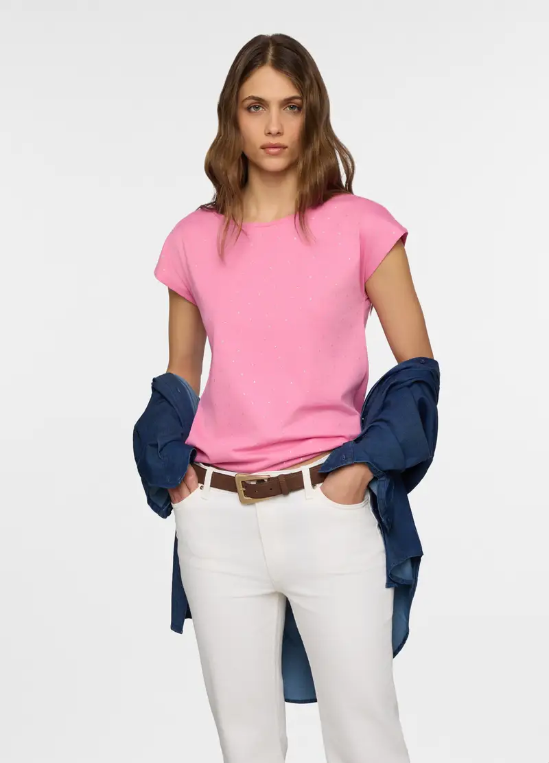 T-shirt Girocollo Donna, Rosa pastello