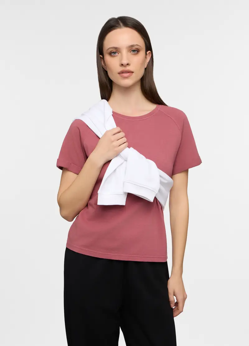 T-shirt Girocollo Donna, Rosa pastello