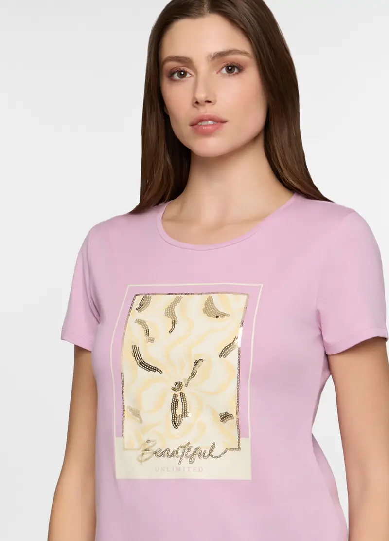 T-shirt Girocollo Donna, Rosa pastello miniatura 3