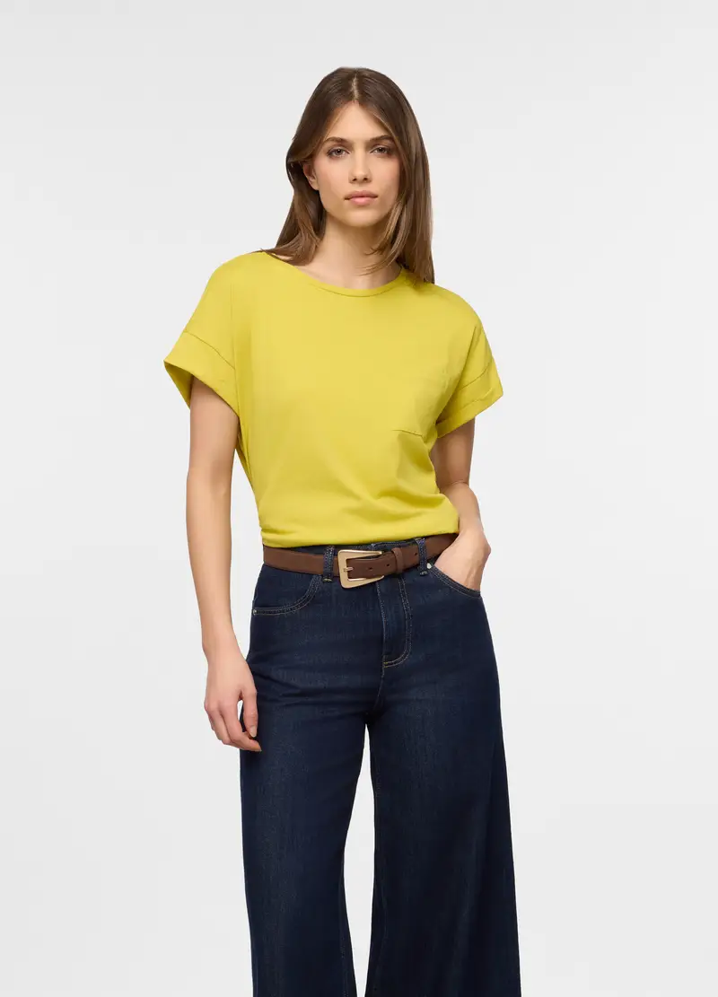 T-shirt Girocollo Donna, Verde acido