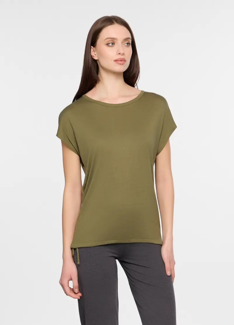 T-shirt Girocollo Donna, Verde oliva
