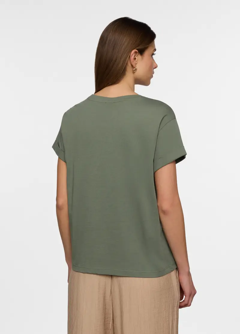 T-shirt Girocollo Donna, Verde oliva miniatura 2