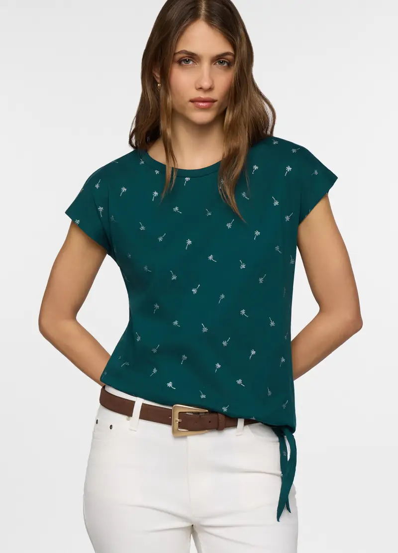 T-shirt Girocollo Donna, Verde ottanio