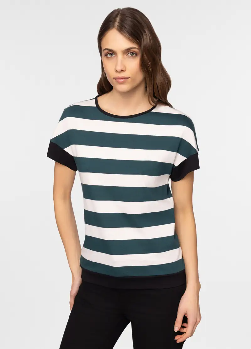 T-shirt Girocollo Donna, Verde ottanio