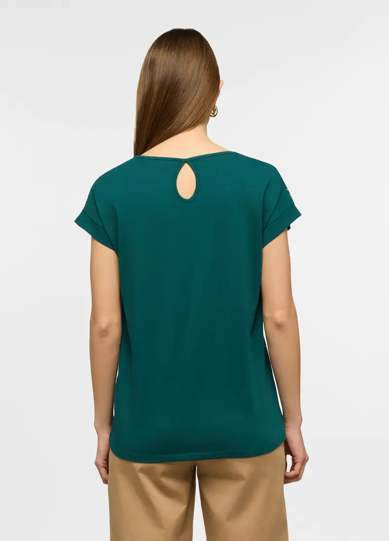 T-shirt Girocollo Donna, Verde ottanio miniatura 2
