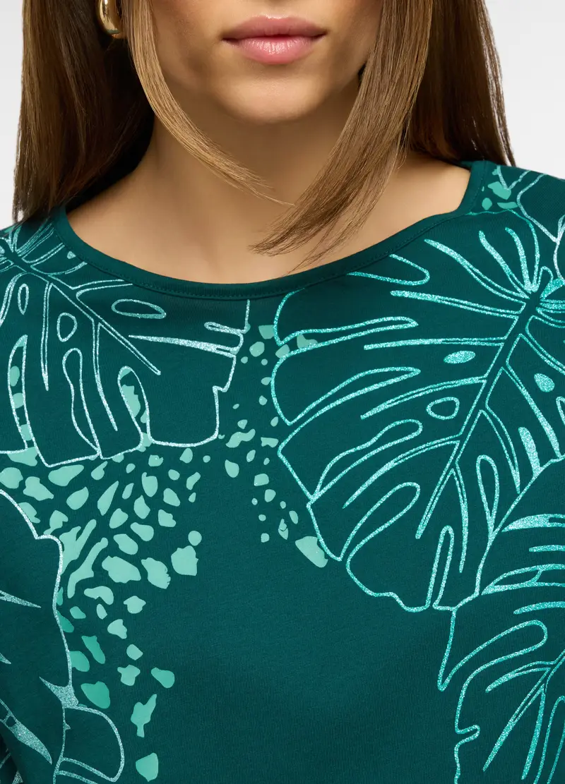 T-shirt Girocollo Donna, Verde ottanio miniatura 3