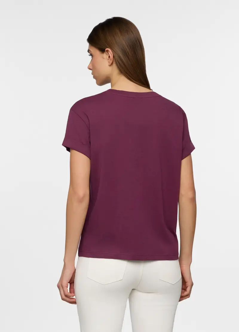 T-shirt Girocollo Donna, Viola vinaccia miniatura 2