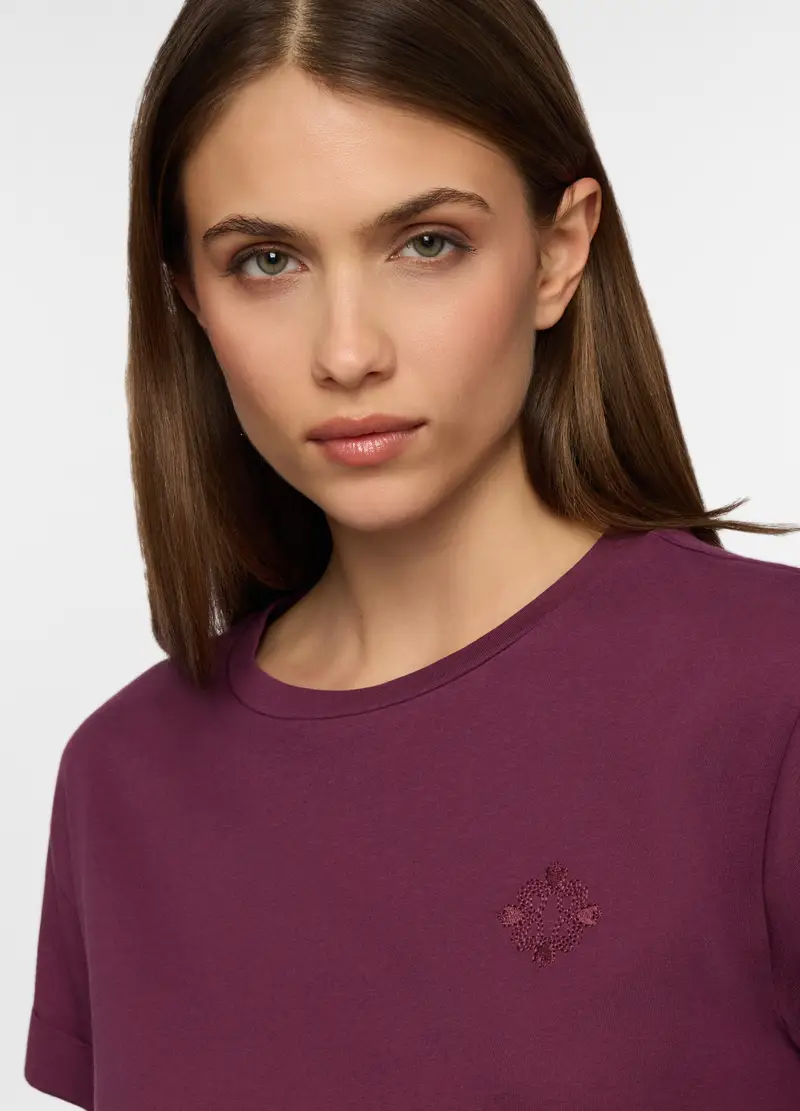 T-shirt Girocollo Donna, Viola vinaccia miniatura 3