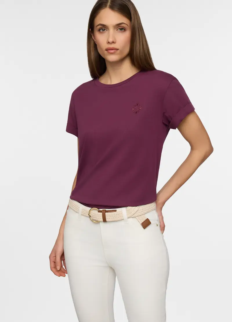 T-shirt Girocollo Donna, Viola vinaccia
