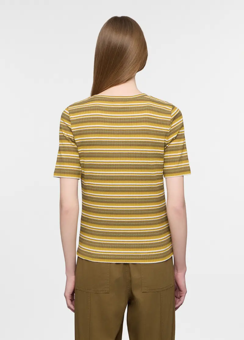 T-shirt Girocollo Fitted Donna, Bianco/Verde miniatura 2