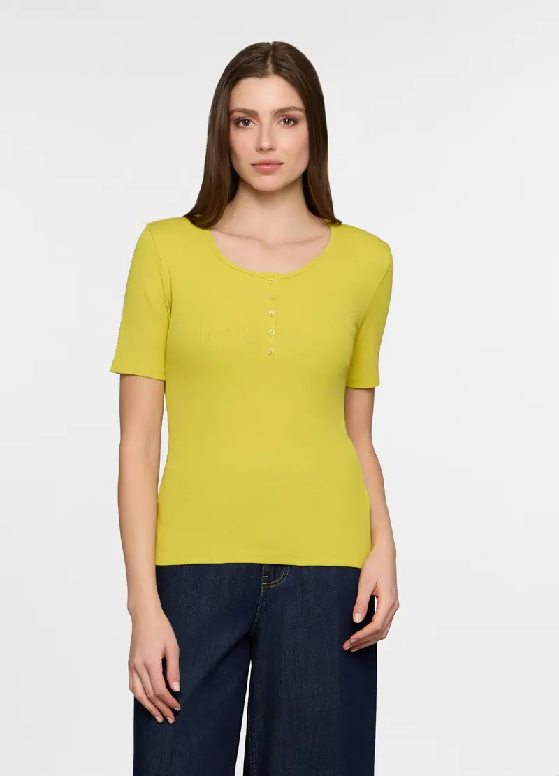 T-shirt Girocollo Fitted Donna, Verde acido