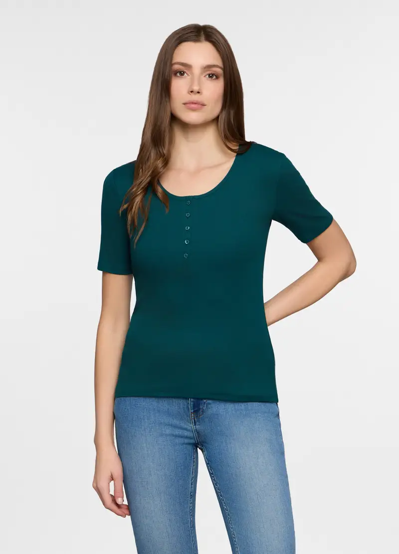 T-shirt Girocollo Fitted Donna, Verde smeraldo