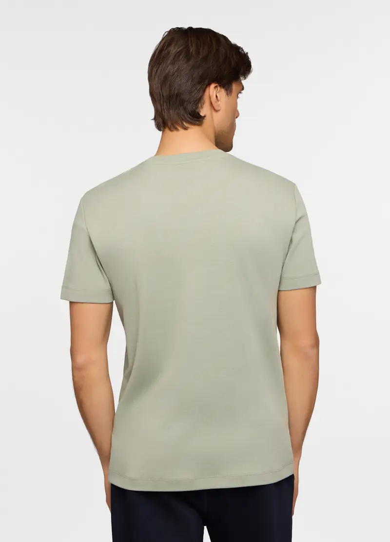 T-shirt Girocollo In Interlock Di Cotone Uomo, Unisex, Verde chiaro miniatura 2