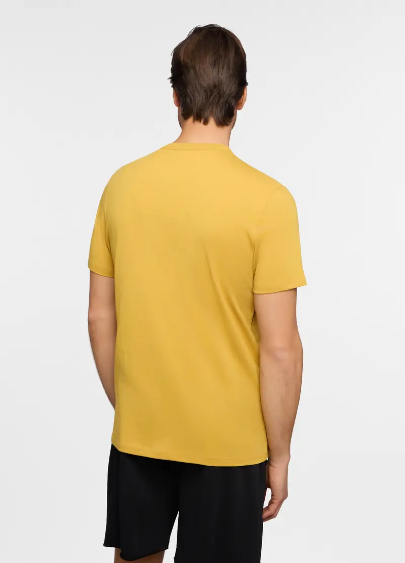 T-shirt Girocollo In Jersey Di Cotone Uomo, Unisex, Giallo girasole miniatura 2