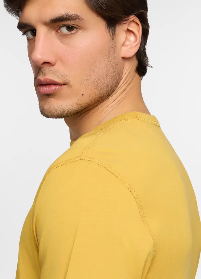T-shirt Girocollo In Jersey Di Cotone Uomo, Unisex, Giallo girasole miniatura 3