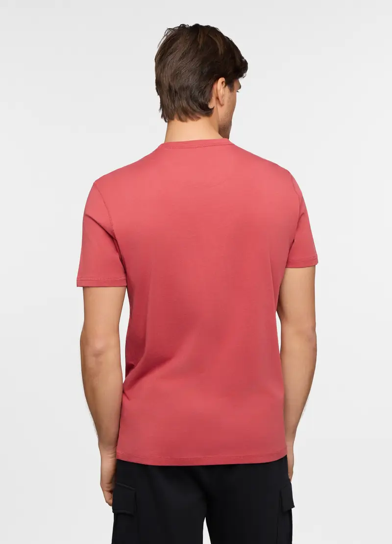 T-shirt Girocollo In Jersey Di Cotone Uomo, Unisex, Rosa pompelmo miniatura 2