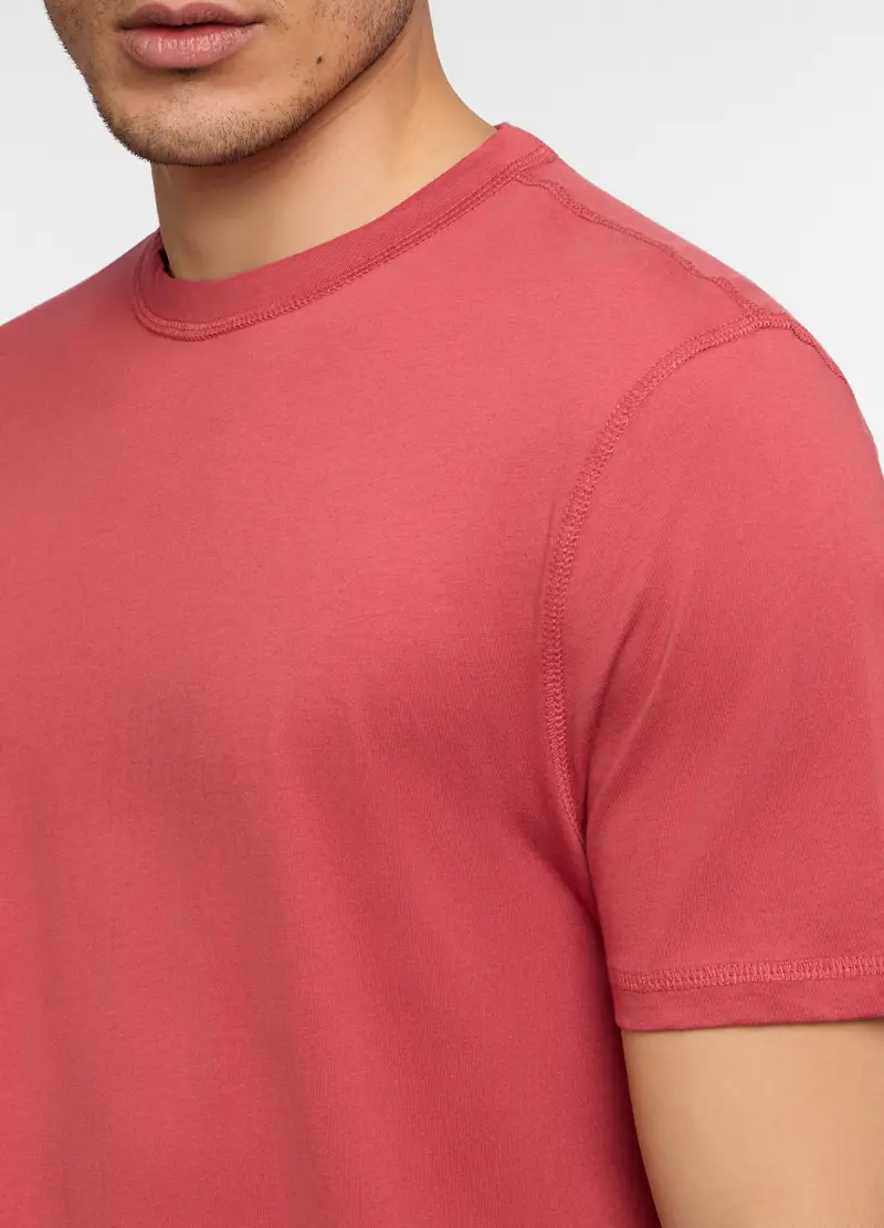 T-shirt Girocollo In Jersey Di Cotone Uomo, Unisex, Rosa pompelmo miniatura 3