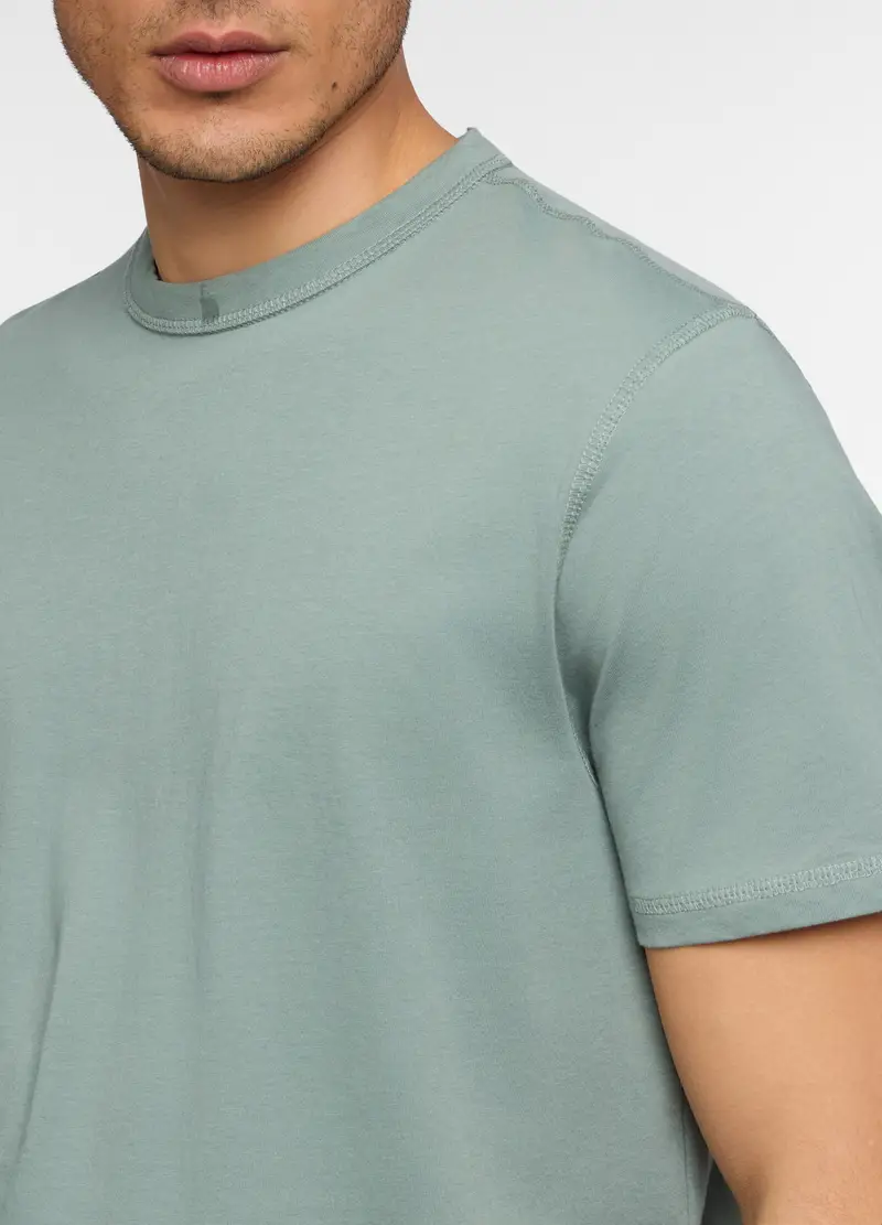 T-shirt Girocollo In Jersey Di Cotone Uomo, Unisex, Verde salvia miniatura 3