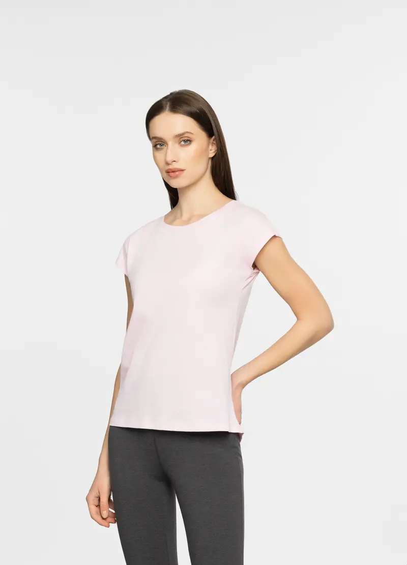 T-shirt Girocollo In Jersey Donna, Rosa chiaro