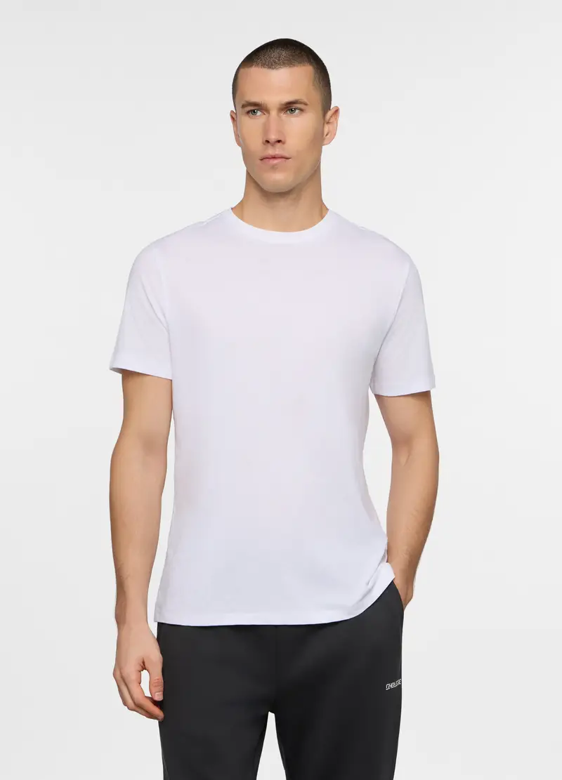 T-shirt Girocollo In Jersey Fiammato Uomo, Unisex, Bianco